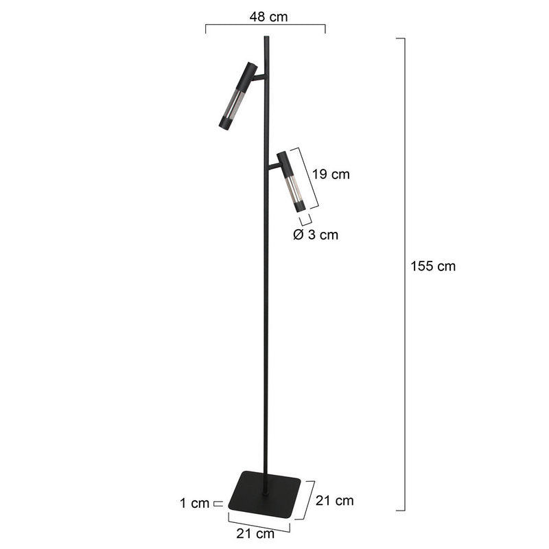 Steinhauer Alisio 2-Lichts Vloerlamp Mat Zwart/Zwart 2 x 990Lumen