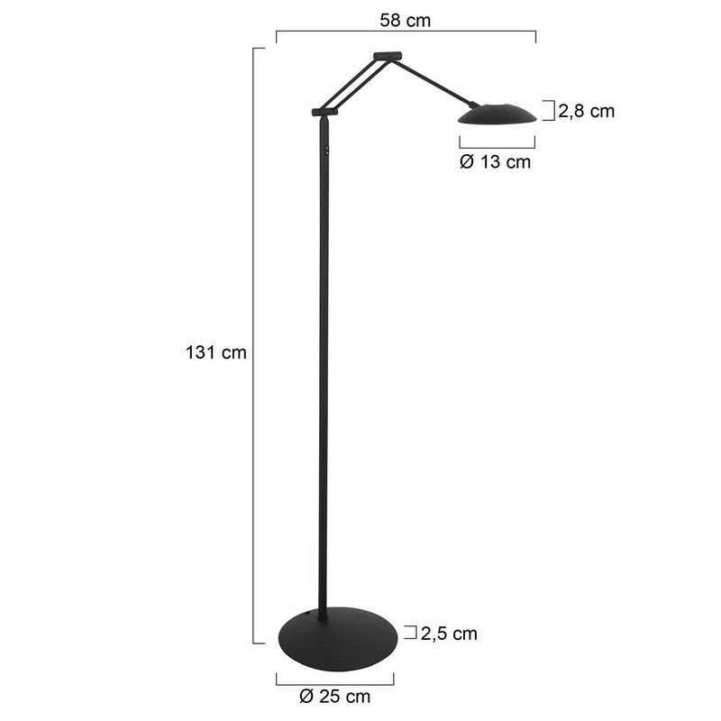 Steinhauer Daphne 4601ZW lees-vloerlamp Mat Zwart