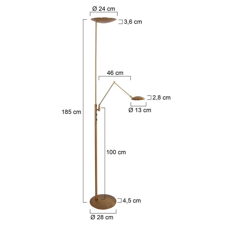 Steinhauer Daphne 2-Lichts Uplight met zijarm 4602BR vloerlamp brons