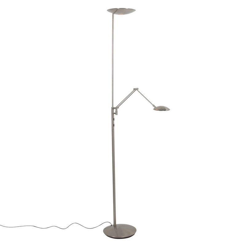 Steinhauer Daphne 2-Lichts Uplight met zijarm 4602ST vloerlamp Geborsteld Staal
