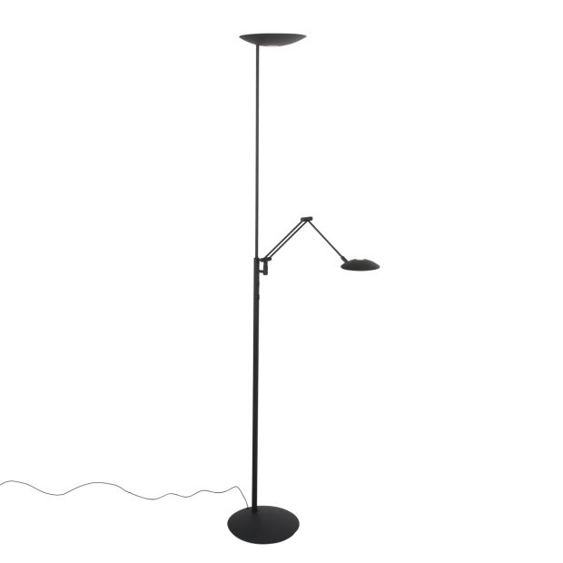 Steinhauer Daphne 2-Lichts Uplight met zijarm 4602ZW vloerlamp Mat Zwart