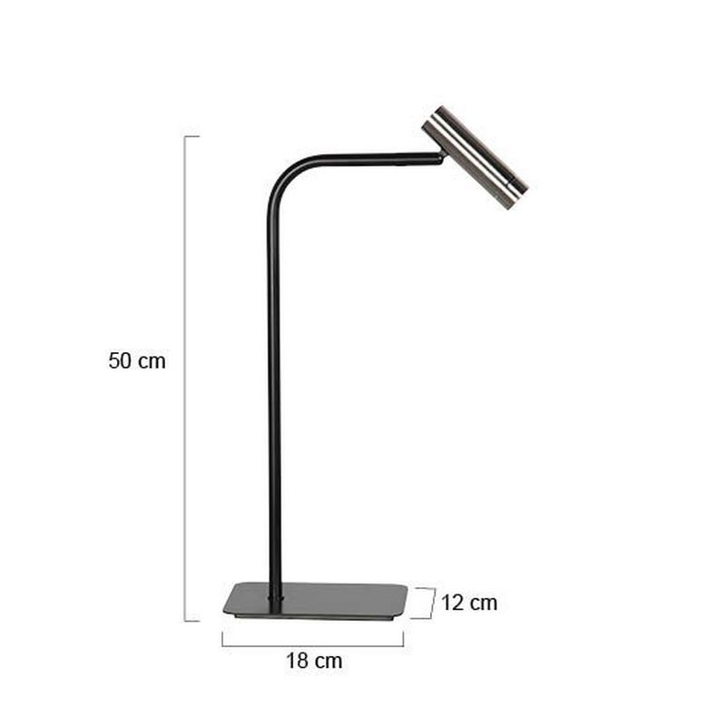 Lumo Design Tafellamp Zwart/Staal 480Lumen (2700Kelvin Warm Wit)
