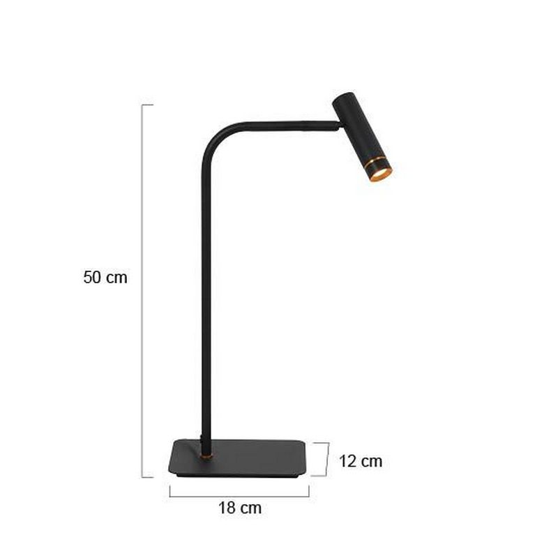 Lumo Design Tafellamp Zwart/goudkleurige accenten 480Lumen (2700Kelvin Warm Wit)