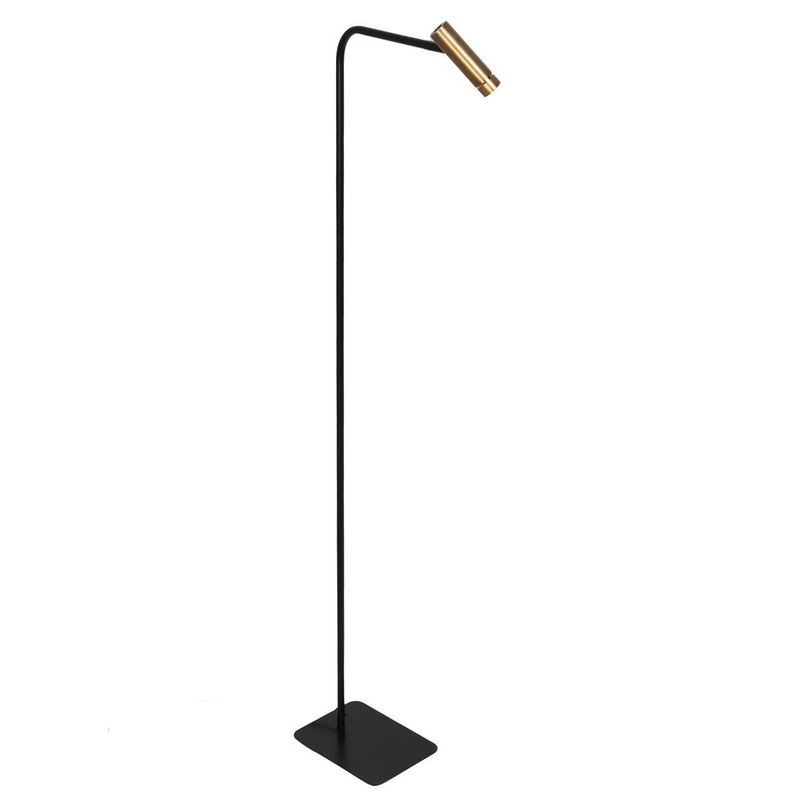 Vloerlamp Lumo – Zwart/Brons met Goud accenten | 1-Lichts LED Leeslamp met Touchdimmer