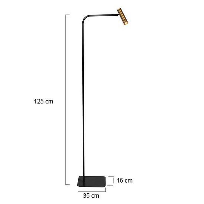 Vloerlamp Lumo – Zwart/Brons met Goud accenten | 1-Lichts LED Leeslamp met Touchdimmer