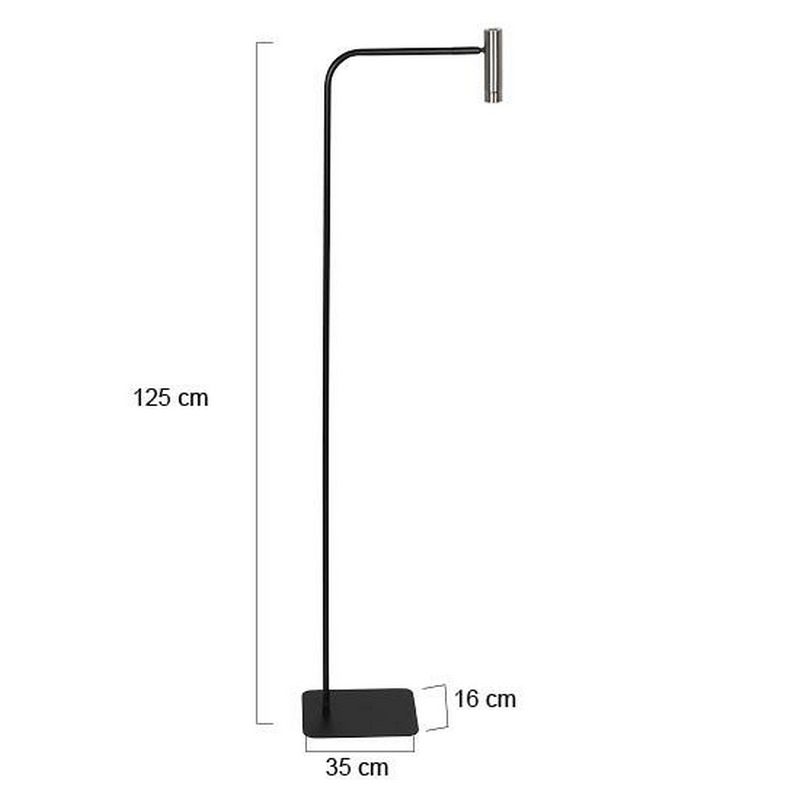 Vloerlamp Lumo – Zwart met Staal | 1-Lichts LED Leeslamp met Touchdimmer