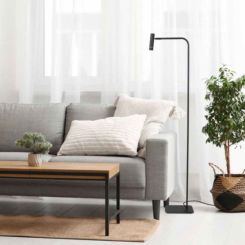 Vloerlamp Lumo – Zwart met Goud accenten | 1-Lichts LED Leeslamp met Touchdimmer