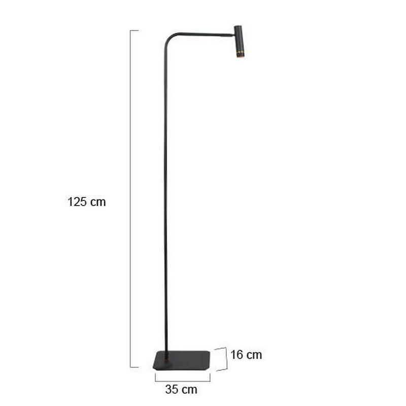 Vloerlamp Lumo – Zwart met Goud accenten | 1-Lichts LED Leeslamp met Touchdimmer