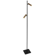 Vloerlamp Lumo – Zwart/Brons met Goud accenten | 2-Lichts LED Leeslamp met Touchdimmer