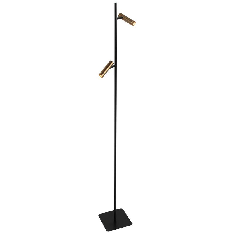 Vloerlamp Lumo – Zwart/Brons met Goud accenten | 2-Lichts LED Leeslamp met Touchdimmer