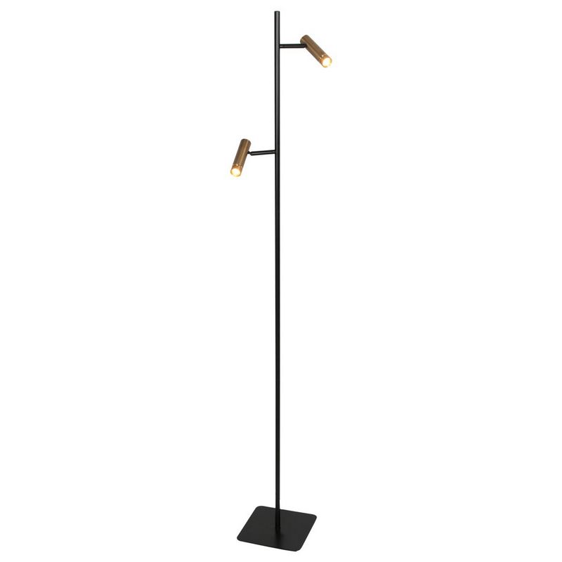 Vloerlamp Lumo – Zwart/Brons met Goud accenten | 2-Lichts LED Leeslamp met Touchdimmer