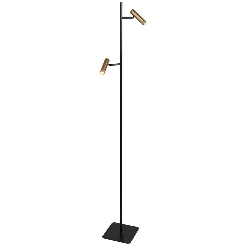 Vloerlamp Lumo – Zwart/Brons met Goud accenten | 2-Lichts LED Leeslamp met Touchdimmer