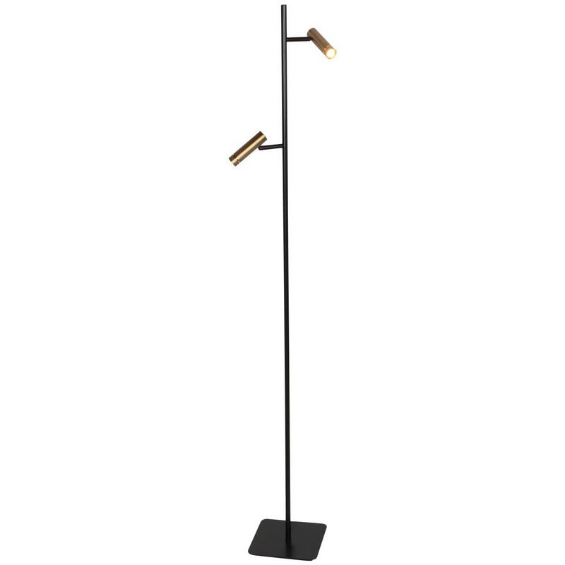Vloerlamp Lumo – Zwart/Brons met Goud accenten | 2-Lichts LED Leeslamp met Touchdimmer