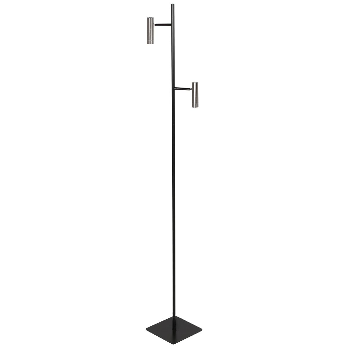 Vloerlamp Lumo – Zwart met Staal | 2-Lichts LED Leeslamp met Touchdimmer