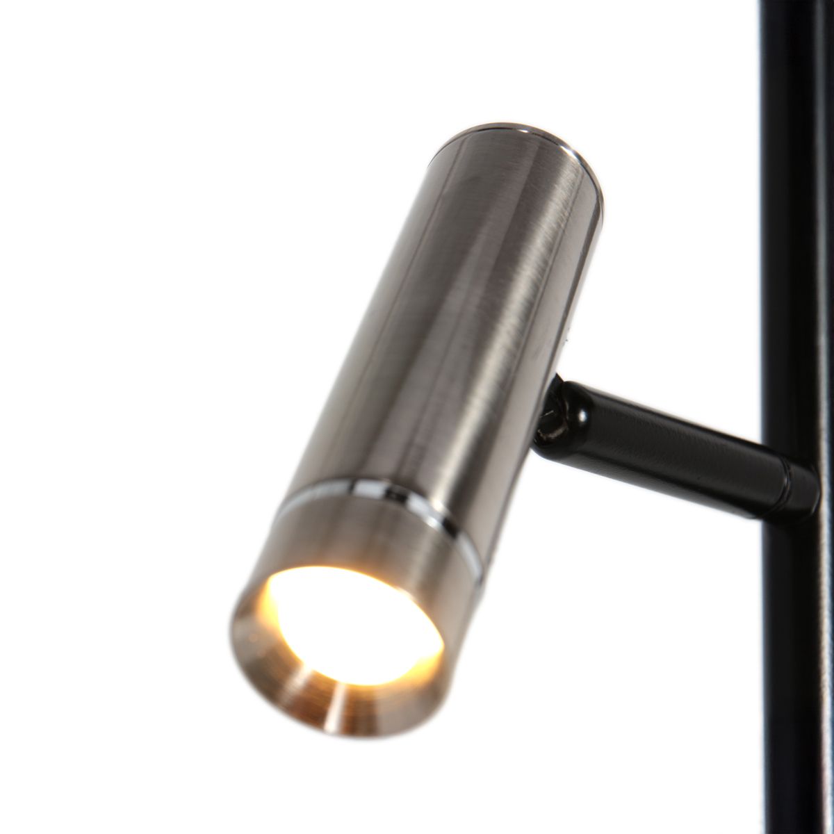 Vloerlamp Lumo – Zwart met Staal | 2-Lichts LED Leeslamp met Touchdimmer
