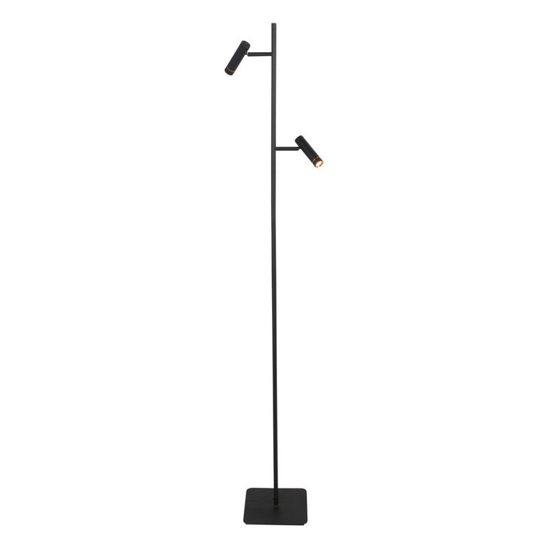 Vloerlamp Lumo – Zwart met Goud accenten | 2-Lichts LED Leeslamp met Touchdimmer