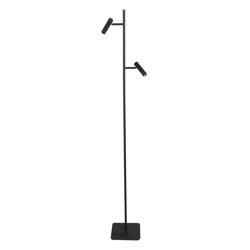 Vloerlamp Lumo – Zwart met Goud accenten | 2-Lichts LED Leeslamp met Touchdimmer