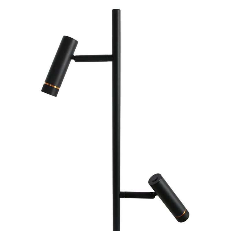 Vloerlamp Lumo – Zwart met Goud accenten | 2-Lichts LED Leeslamp met Touchdimmer
