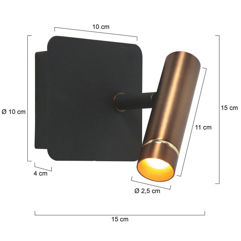 Lumo 1-Lichts Spot Brons/Zwart 480Lumen (2700Kelvin Warm wit)