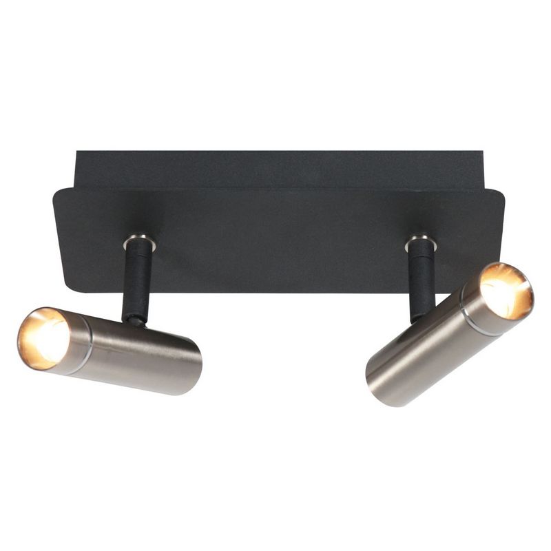 Lumo 2-Lichts Spot Staal/Zwart 2 x 480Lumen (2700Kelvin Warm wit)