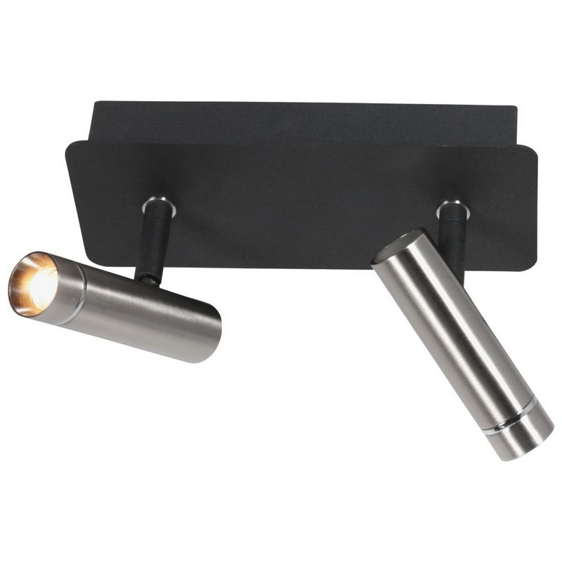 Lumo 2-Lichts Spot Staal/Zwart 2 x 480Lumen (2700Kelvin Warm wit)