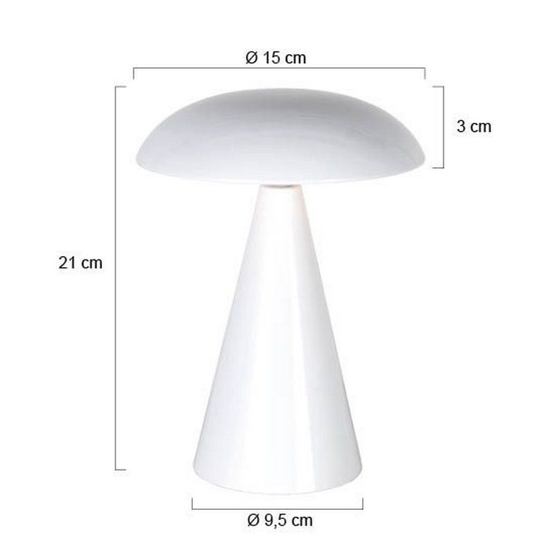 Mush Oplaadbare Tafellamp Wit 300Lumen Dimbaar
