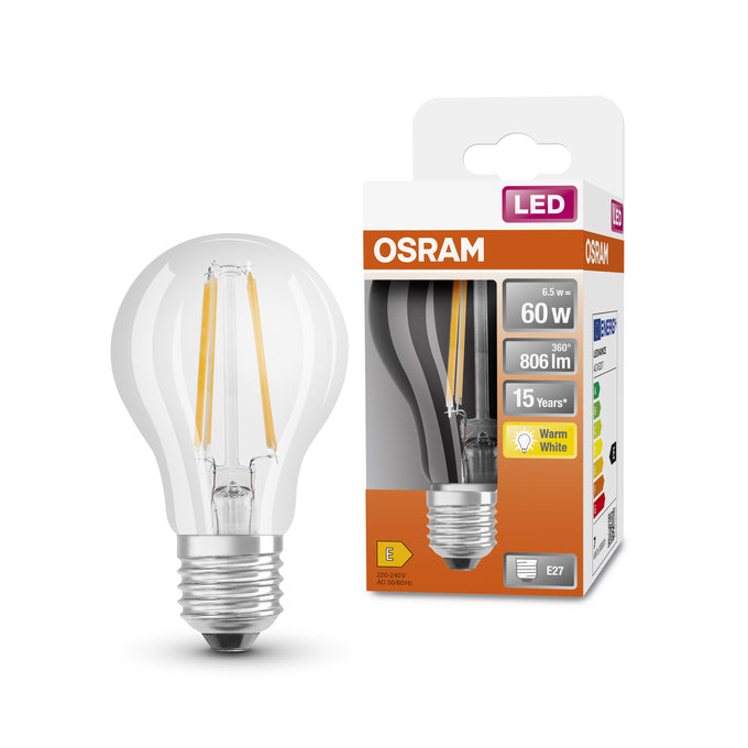 Osram A60 Standaard Lichtbron Warm Wit F-LED CLA60H 6,5W 827 E27 Helder
