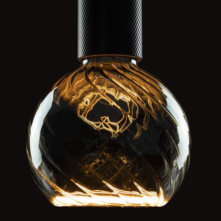 Segula Floating LED Twisted Globe Ø125mm Smokey Grey E27 6W 220 Lm 1900K