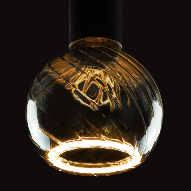 Segula Floating LED Twisted Globe Ø125mm Smokey Grey E27 6W 220 Lm 1900K