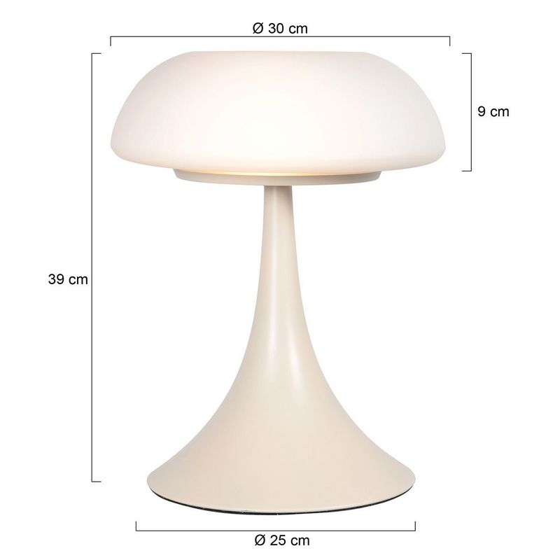 Steinhauer Crème tafellamp Ancilla 5557CR met mat wit glazen kap