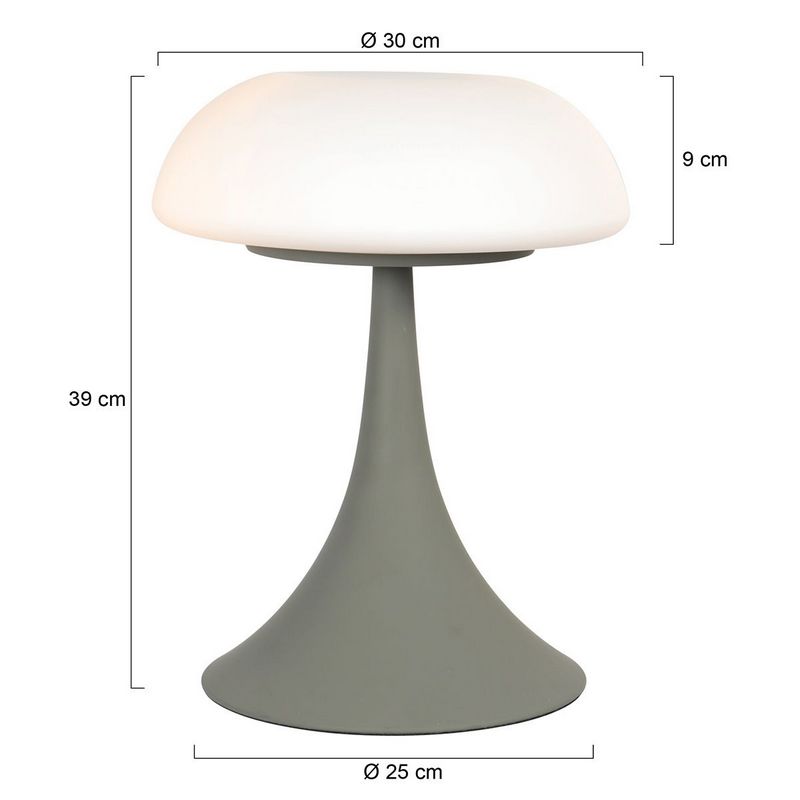 Steinhauer Grijze tafellamp Ancilla 5557GR met mat wit glazen kap