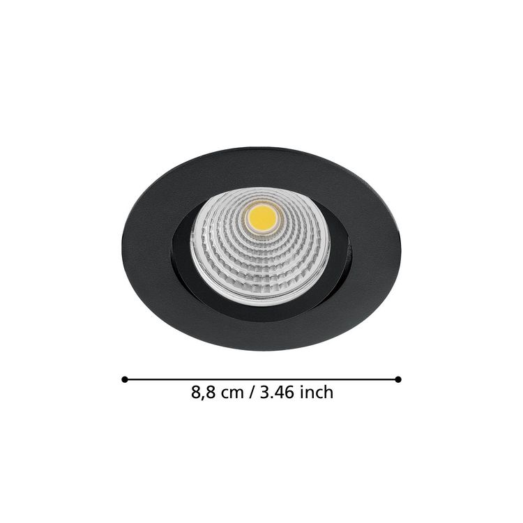 Saliceto Inbouwspot Rond iP20 Zwart 380 Lumen