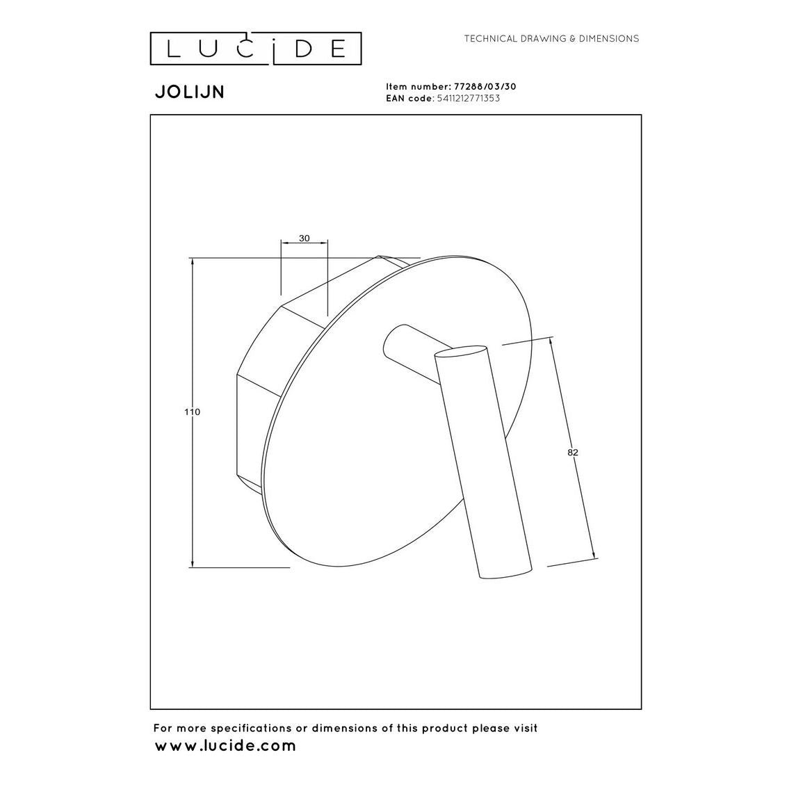 Lucide Jolijn Oplaadbare accu Wandlamp Zwart - De Smid Verlichting