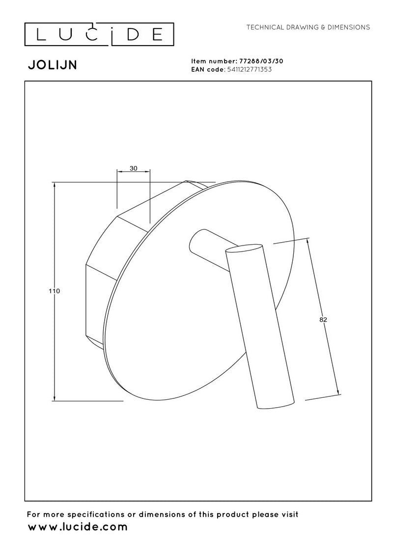 Lucide Jolijn Oplaadbare accu Wandlamp Zwart - De Smid Verlichting