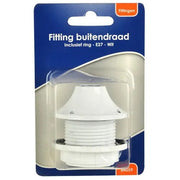 Fitting E27 buitendraad Wit Inclusief ring Blister