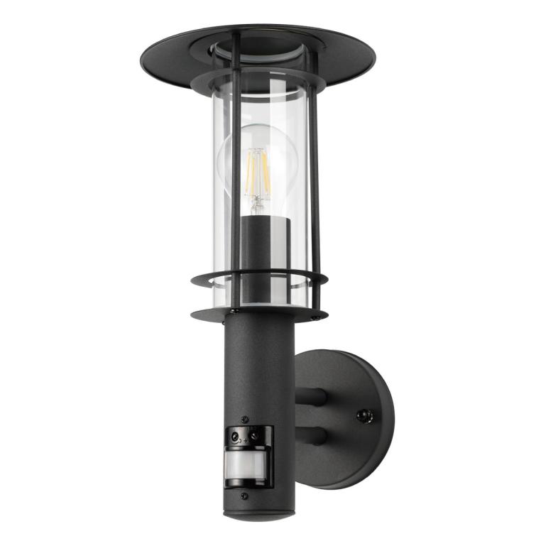 Eglo Lisio Wand-buitenlamp + Sensor Zwart/Glas