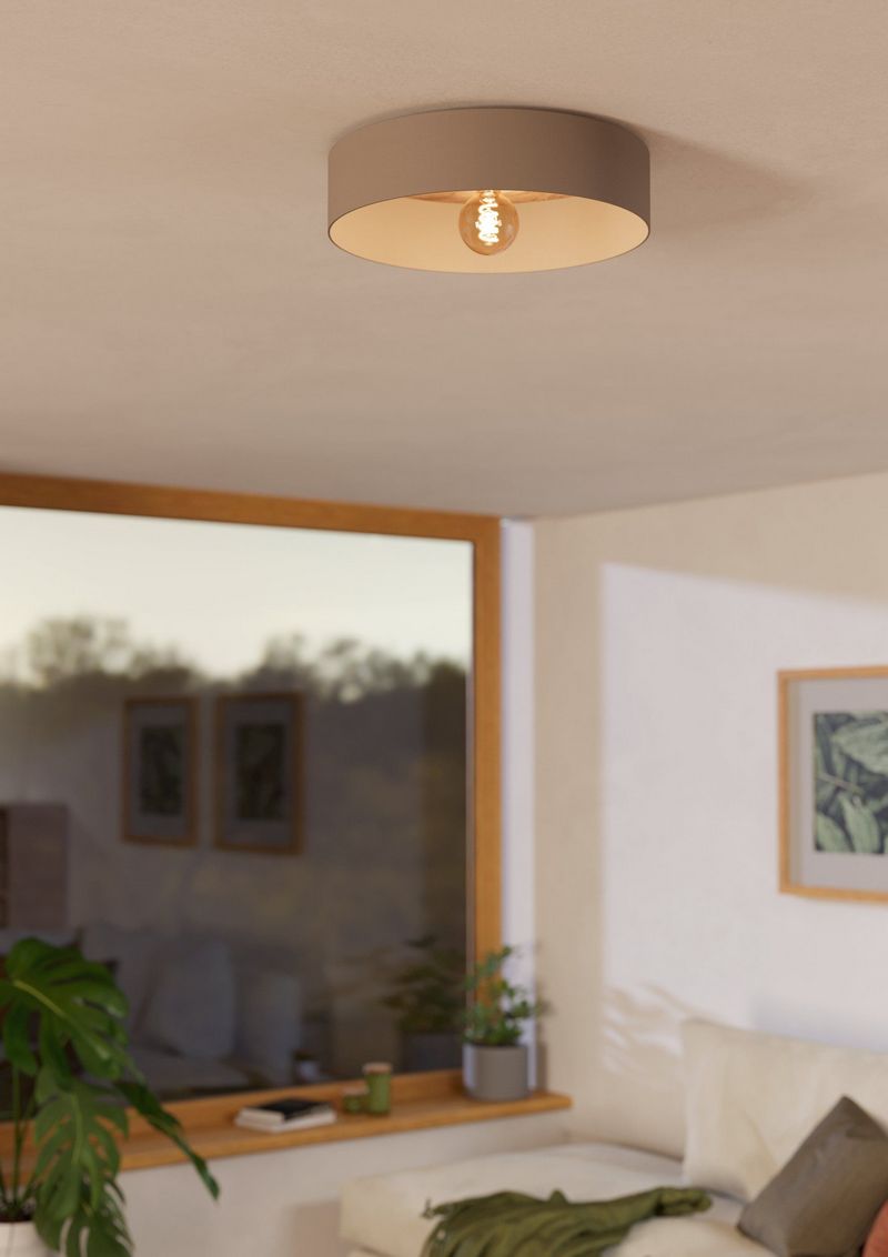 Dubai Plafondlamp Taupe/Mat messing/bruin hout