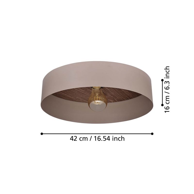Dubai Plafondlamp Taupe/Mat messing/bruin hout