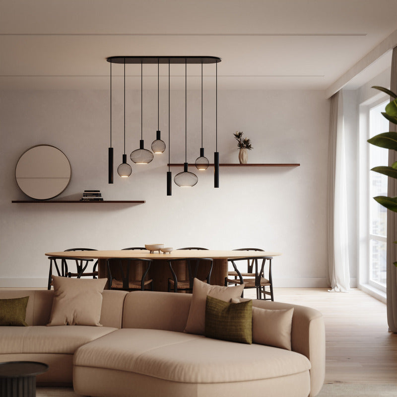 ZTAHL Como 8-Lichts Hanglamp 9100-9005 Mat zwart