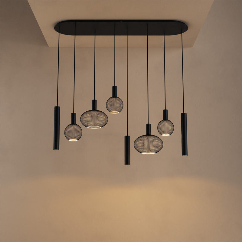 ZTAHL Como 8-Lichts Hanglamp 9100-9005 Mat zwart