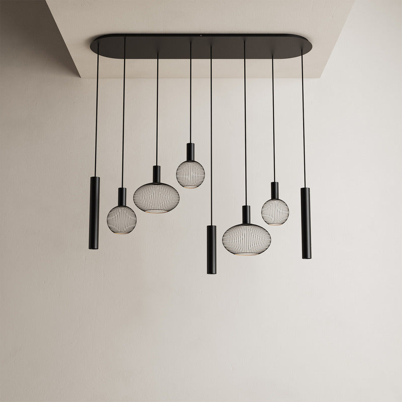 ZTAHL Como 8-Lichts Hanglamp 9100-9005 Mat zwart