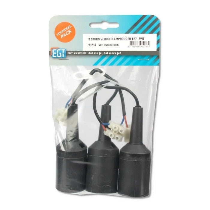 3 Stuks Verhuislamphouder E27 Zwart