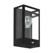Brisbane1 wand- Buitenlamp met bewegings Sensor Ip44 Zwart/Glas