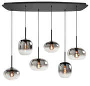 Highlight Bellini 6-Lichts Deense Ovaal Plafondplaat met Gradient Smoke glazen
