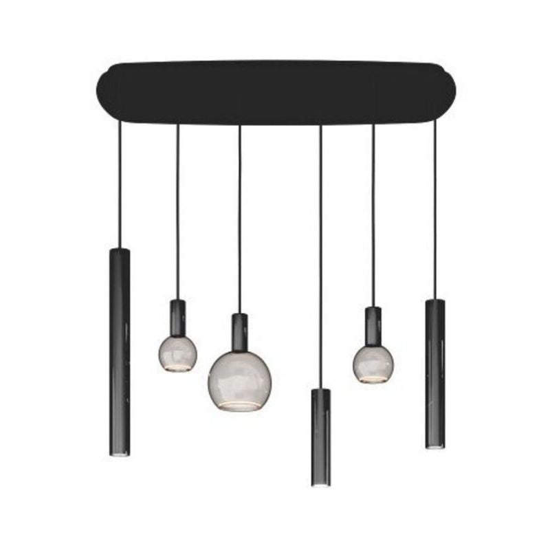 Ztahl Riva 6-Lichts Hanglamp Deens Ovaal 4316-9005 Mat Zwart 120x50cm