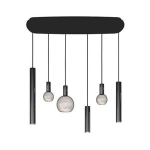 Ztahl Riva 6-Lichts Hanglamp Deens Ovaal 4316-9005 Mat Zwart 120x50cm
