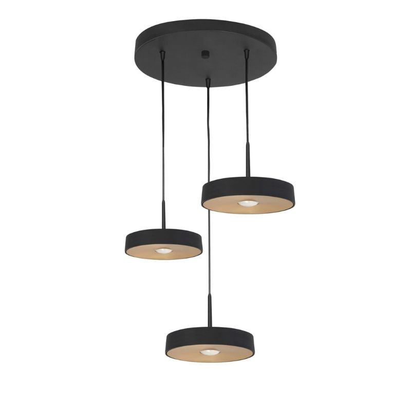Highlight Bright 3-Lichts Hanglamp Rond H5703.01 Mat Zwart-Goud