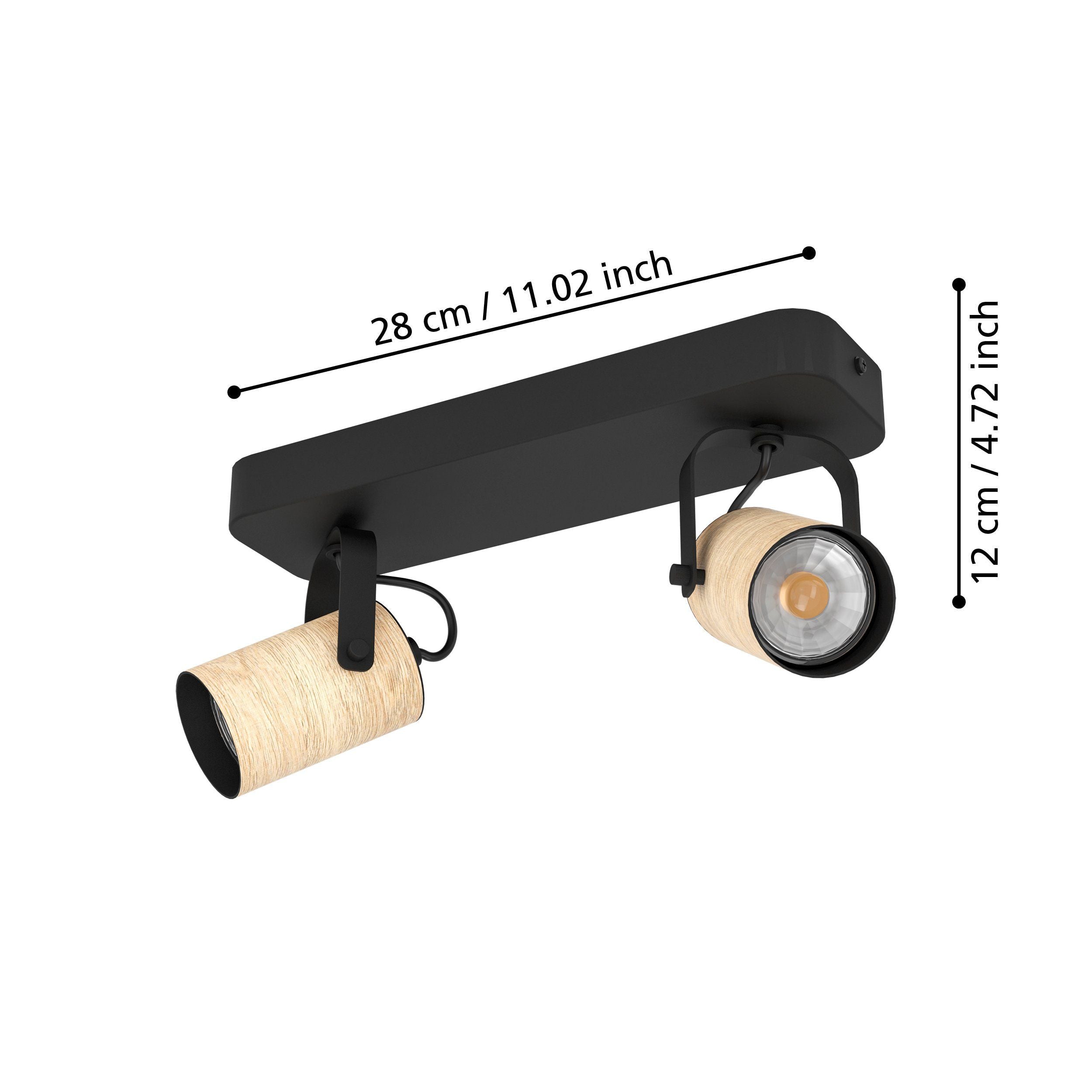 Cayuca 2-Lichts Spot Zwart/Eiken
