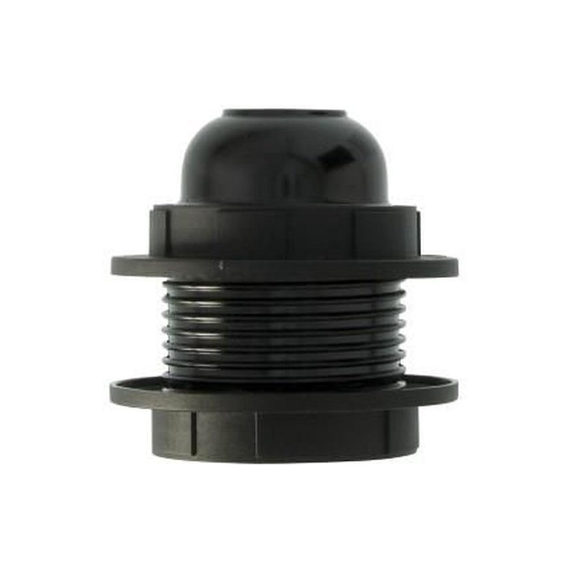 EGT Lamphouder Draad E27 + 2 Ringen Zwart