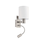 Pasteri Wandlamp+stoffenkap+flex LED onderlicht Staal/Wit
